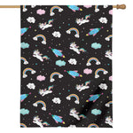 Star Space Unicorn Pattern Print House Flag