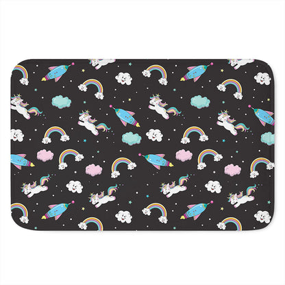 Star Space Unicorn Pattern Print Indoor Door Mat