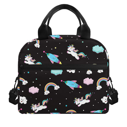 Star Space Unicorn Pattern Print Insulated Lunch Bag