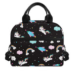 Star Space Unicorn Pattern Print Insulated Lunch Bag