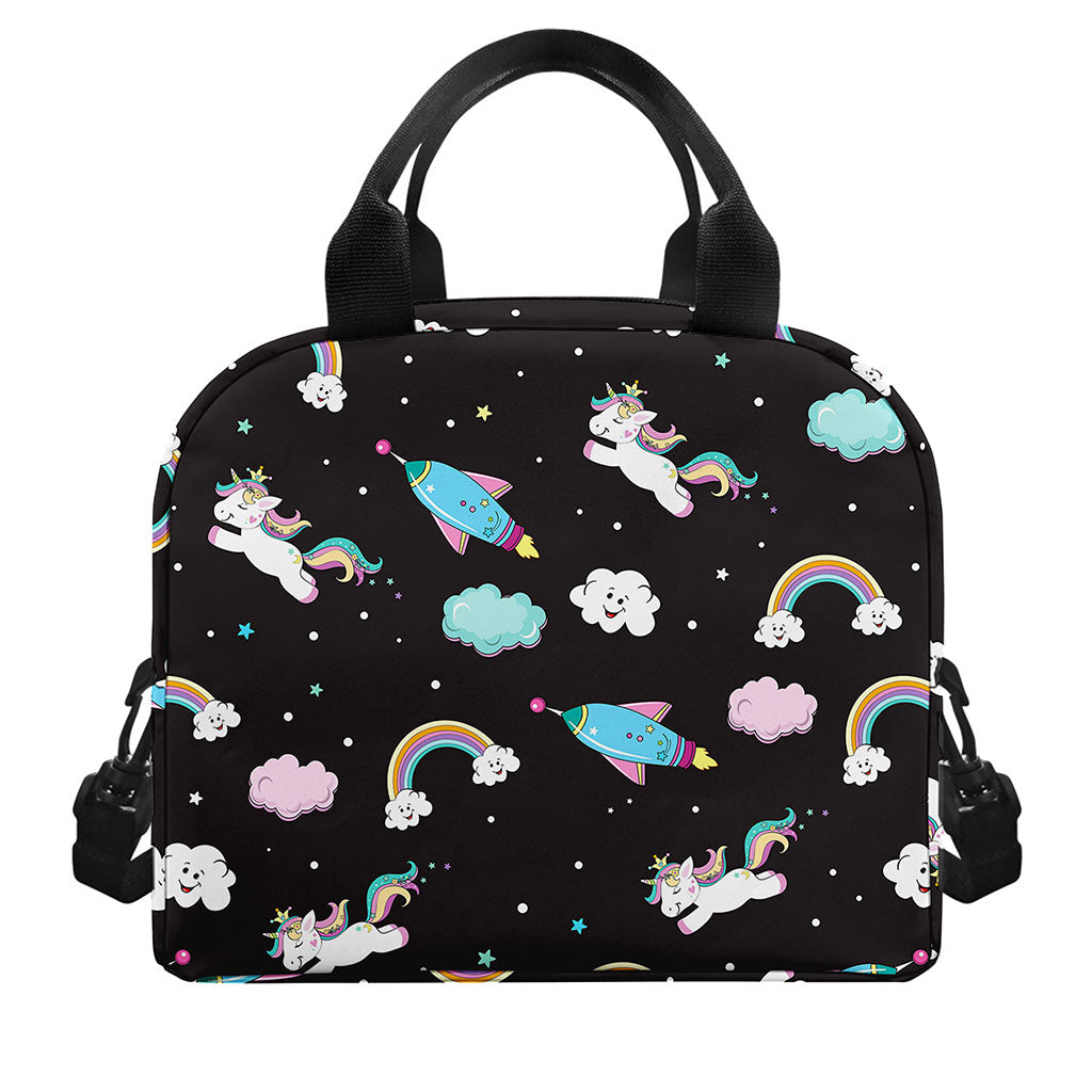 Star Space Unicorn Pattern Print Insulated Lunch Bag