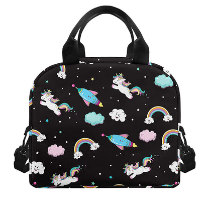 Star Space Unicorn Pattern Print Insulated Lunch Bag