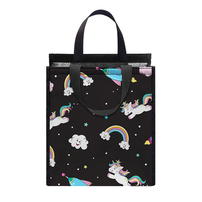 Star Space Unicorn Pattern Print Insulated Lunch Tote