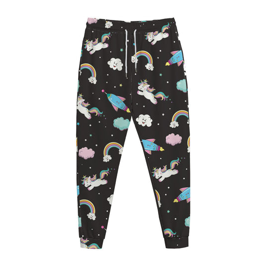 Star Space Unicorn Pattern Print Jogger Pants