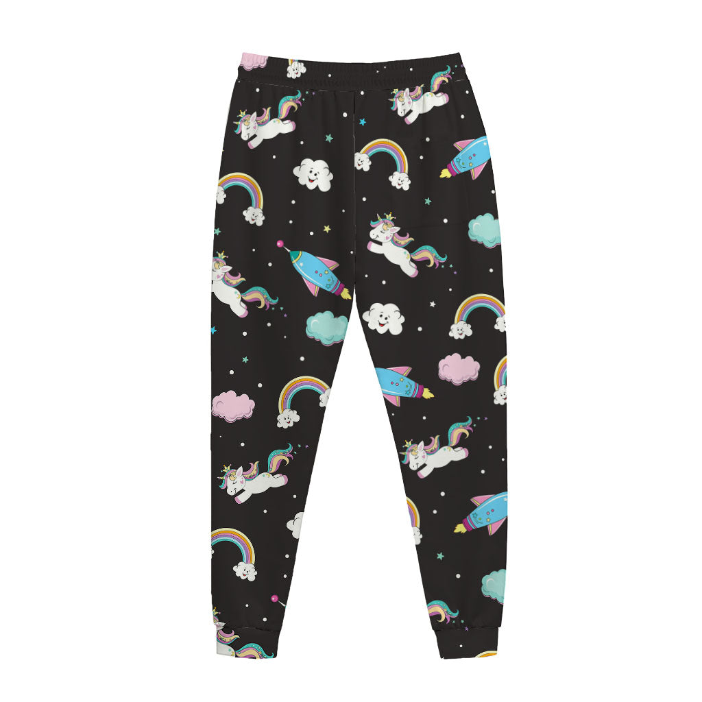 Star Space Unicorn Pattern Print Jogger Pants