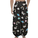 Star Space Unicorn Pattern Print Lantern Pants