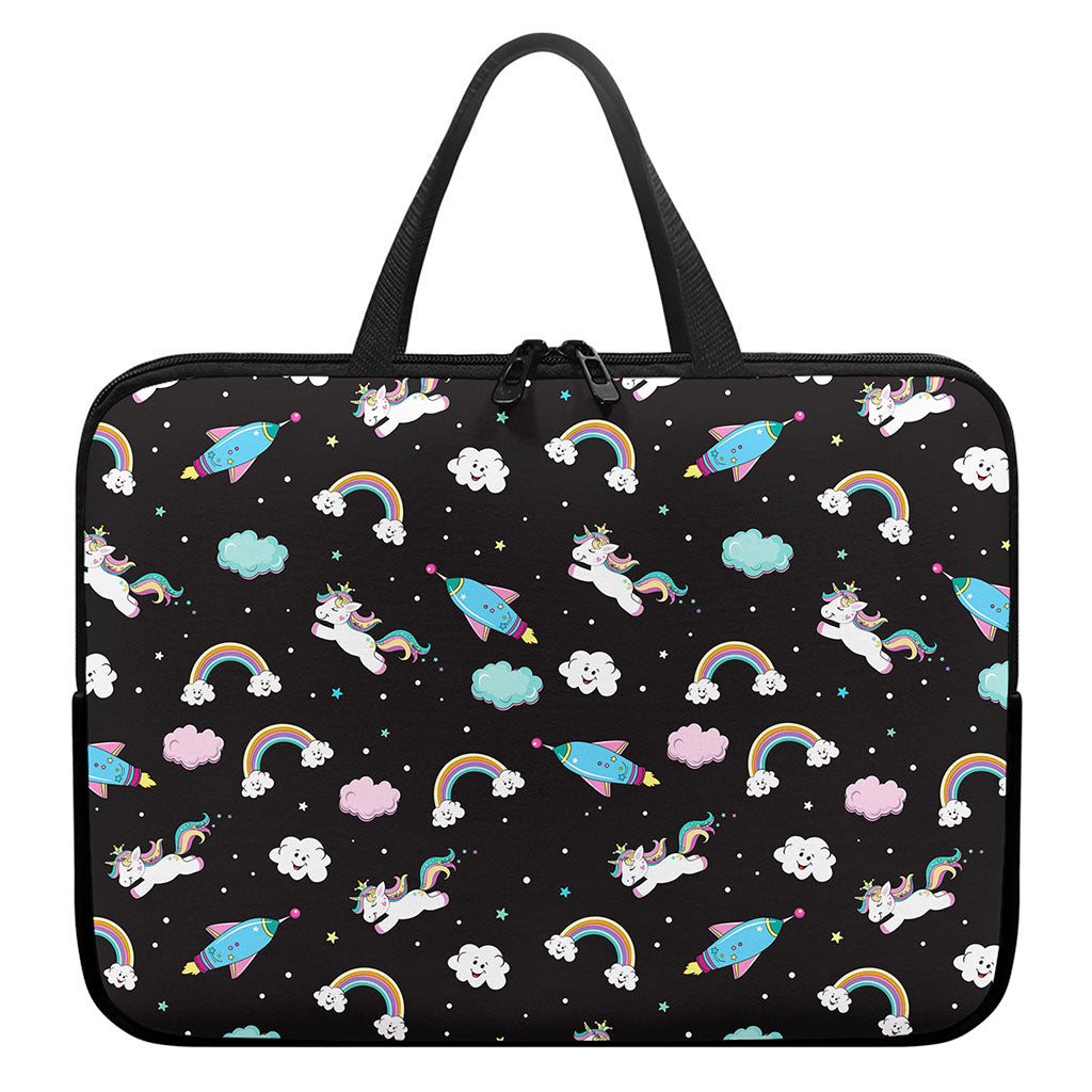 Star Space Unicorn Pattern Print Laptop Sleeve With Handle