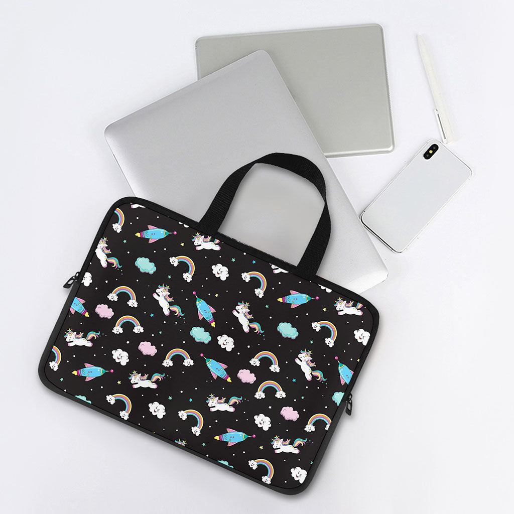 Star Space Unicorn Pattern Print Laptop Sleeve With Handle