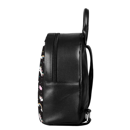 Star Space Unicorn Pattern Print Leather Backpack