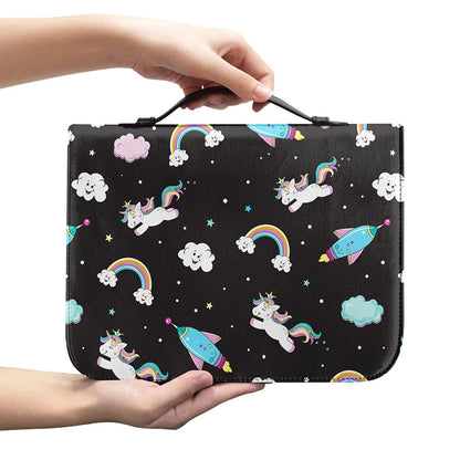 Star Space Unicorn Pattern Print Leather Bible Cover
