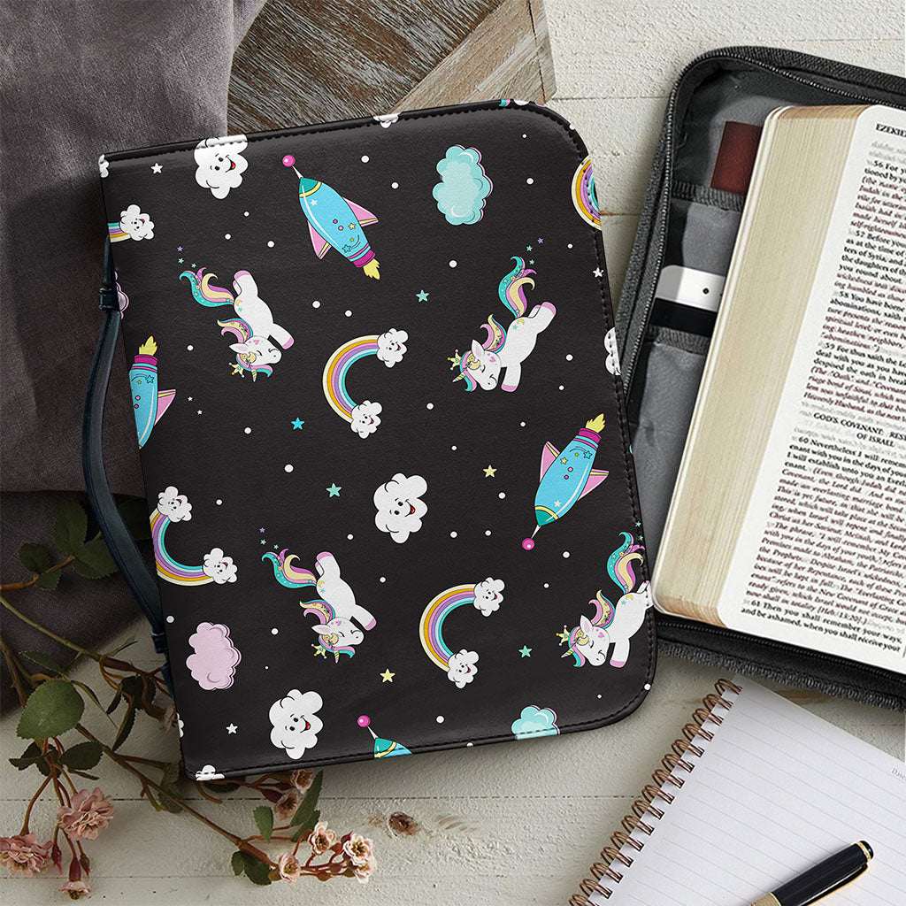 Star Space Unicorn Pattern Print Leather Bible Cover