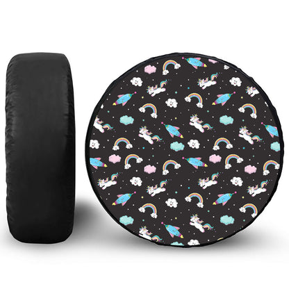 Star Space Unicorn Pattern Print Leather Spare Tire Cover