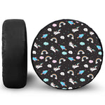 Star Space Unicorn Pattern Print Leather Spare Tire Cover