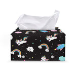 Star Space Unicorn Pattern Print Leather Tissue Box Cover