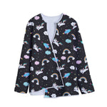 Star Space Unicorn Pattern Print Long Sleeve Short Coat