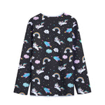 Star Space Unicorn Pattern Print Long Sleeve Short Coat