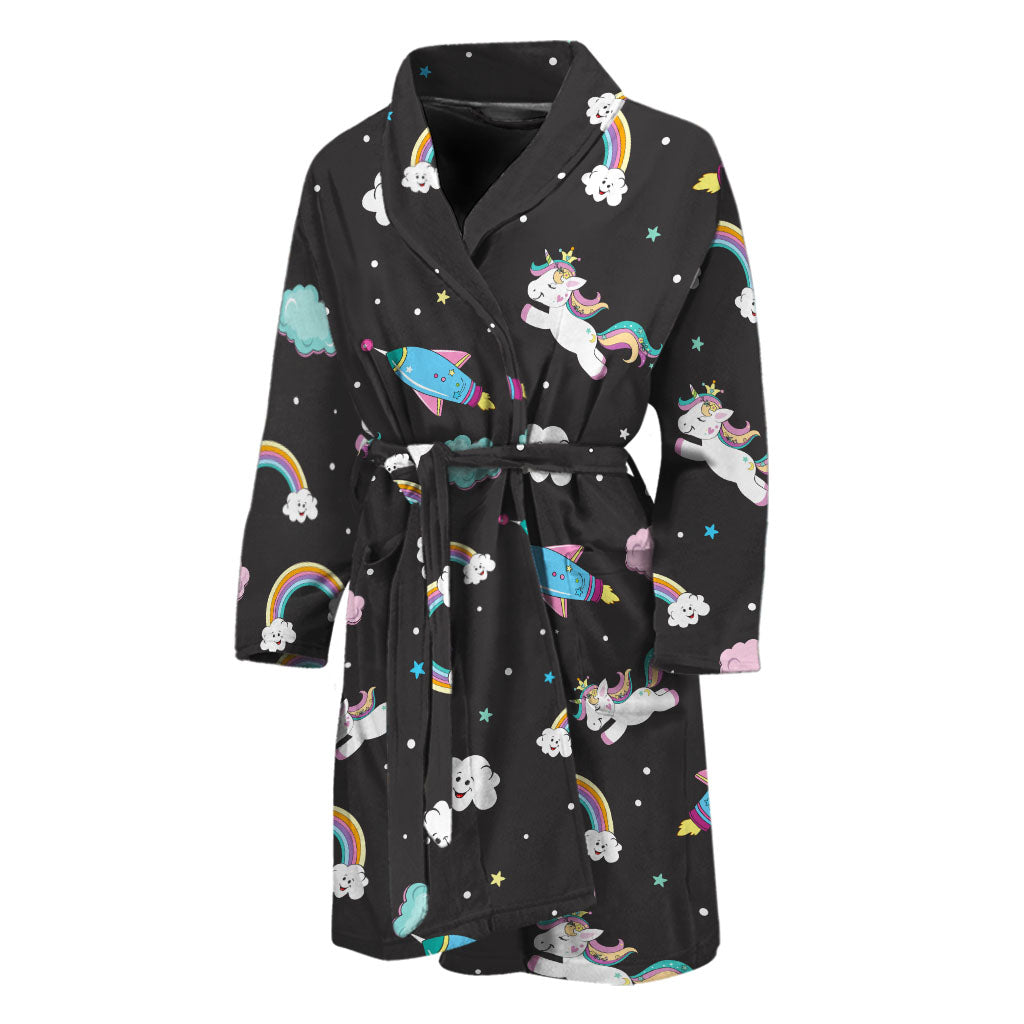 Star Space Unicorn Pattern Print Men's Bathrobe