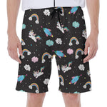 Star Space Unicorn Pattern Print Men's Beach Shorts