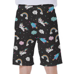 Star Space Unicorn Pattern Print Men's Beach Shorts