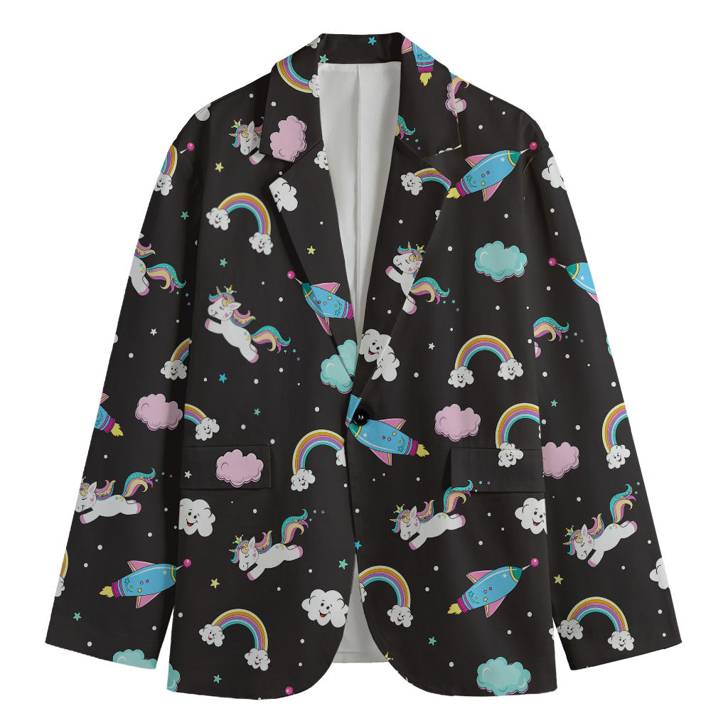 Star Space Unicorn Pattern Print Men's Blazer