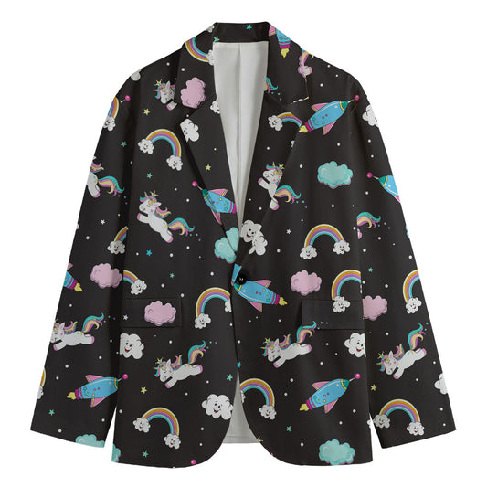 Star Space Unicorn Pattern Print Men's Blazer
