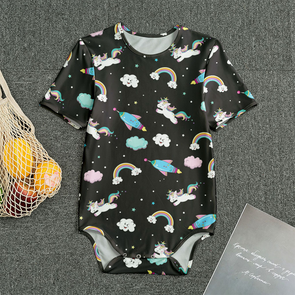 Star Space Unicorn Pattern Print Men's Bodysuit