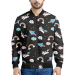 Star Space Unicorn Pattern Print Men's Bomber Jacket