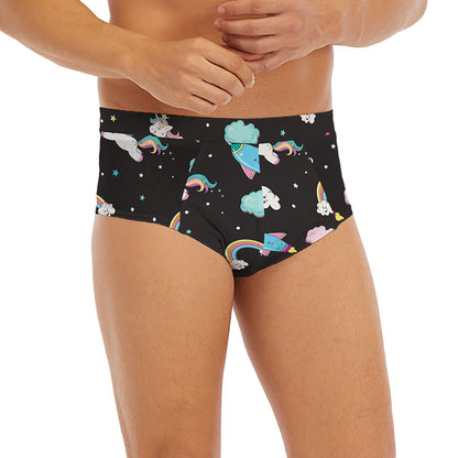 Star Space Unicorn Pattern Print Men's Briefs