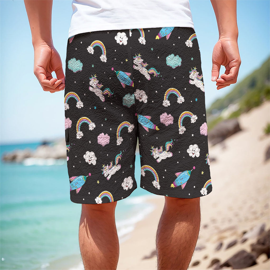 Star Space Unicorn Pattern Print Men's Cargo Shorts