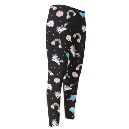 Star Space Unicorn Pattern Print Men's Compression Pants