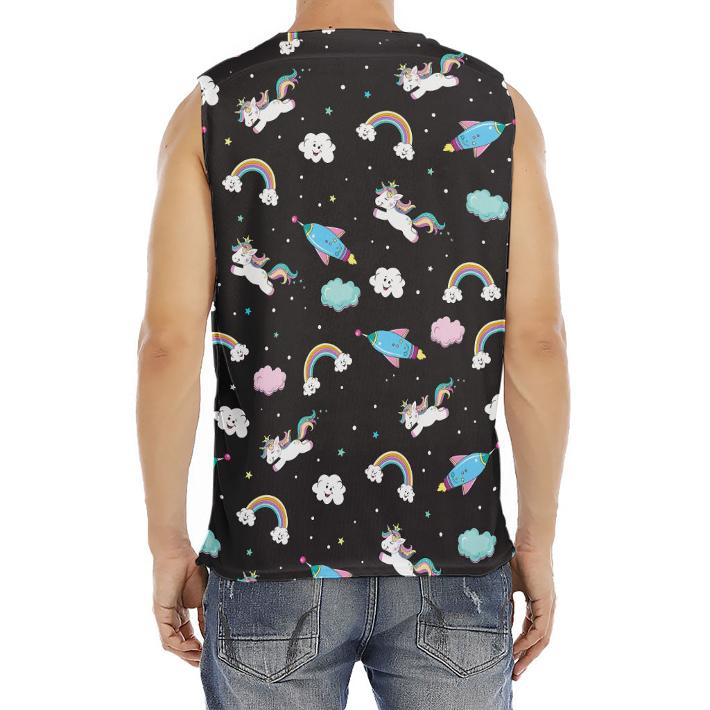 Star Space Unicorn Pattern Print Men's Fitness Tank Top