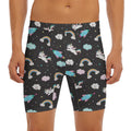 Star Space Unicorn Pattern Print Men's Long Boxer Briefs