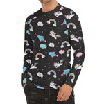Star Space Unicorn Pattern Print Men's Long Sleeve Rash Guard