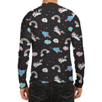Star Space Unicorn Pattern Print Men's Long Sleeve Rash Guard