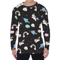 Star Space Unicorn Pattern Print Men's Long Sleeve T-Shirt