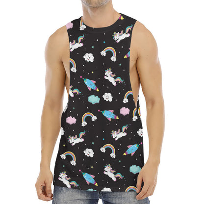 Star Space Unicorn Pattern Print Men's Muscle Tank Top
