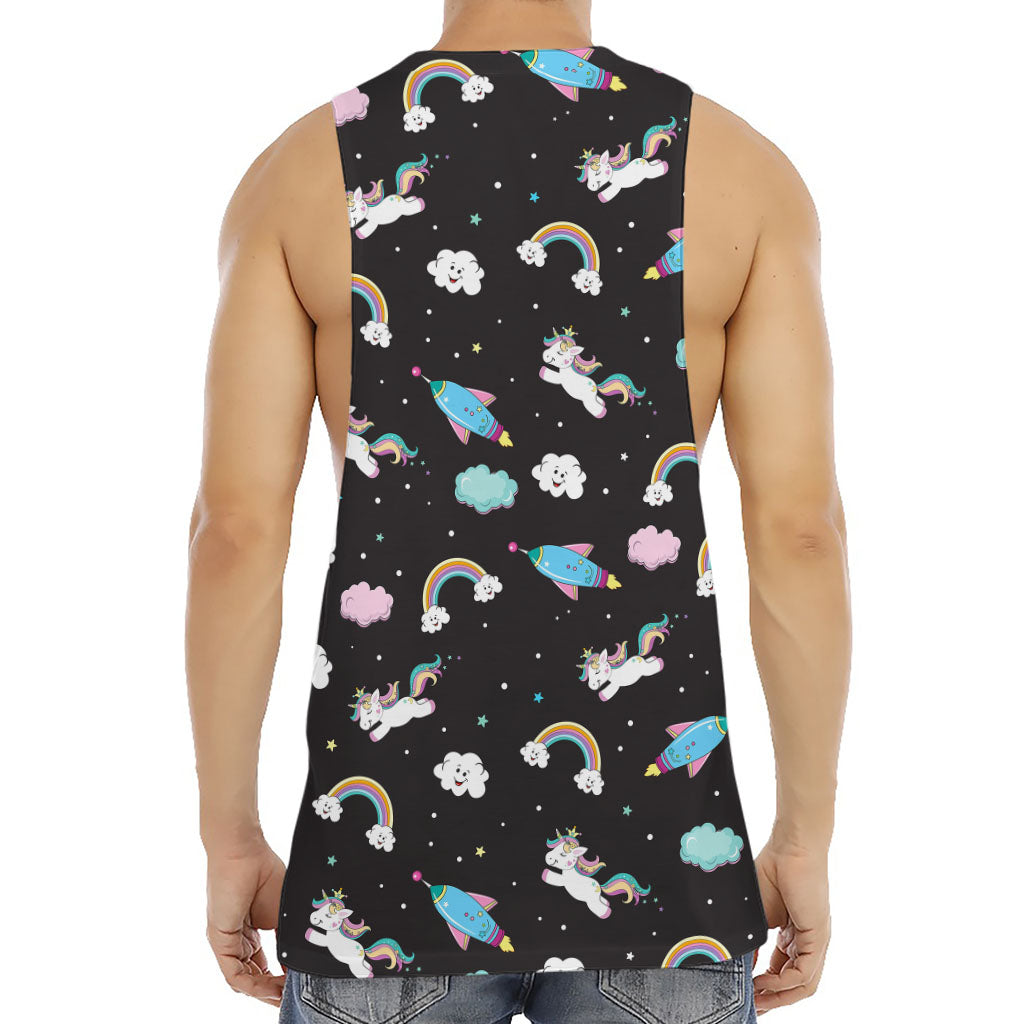 Star Space Unicorn Pattern Print Men's Muscle Tank Top