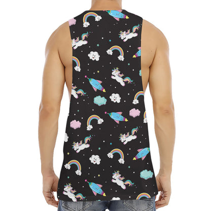 Star Space Unicorn Pattern Print Men's Muscle Tank Top
