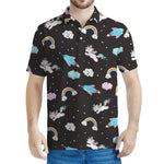 Star Space Unicorn Pattern Print Men's Polo Shirt
