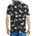 Star Space Unicorn Pattern Print Men's Polo Shirt