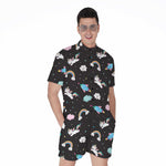Star Space Unicorn Pattern Print Men's Rompers
