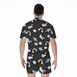 Star Space Unicorn Pattern Print Men's Rompers