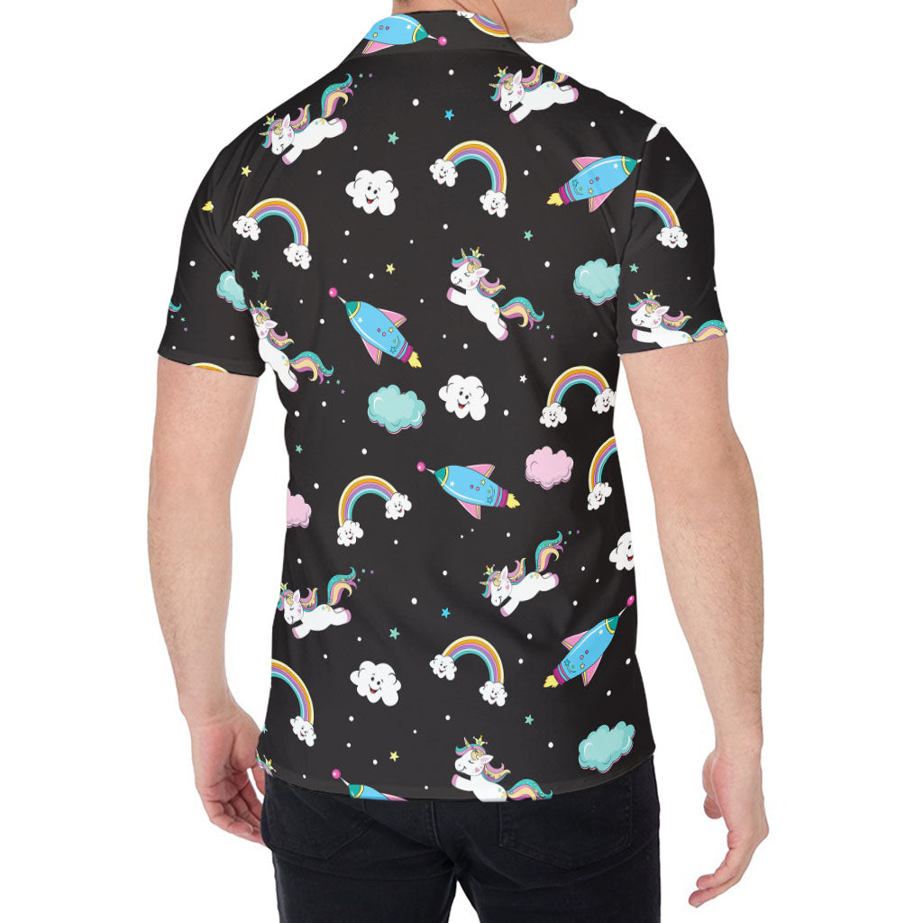 Star Space Unicorn Pattern Print Men's Shirt