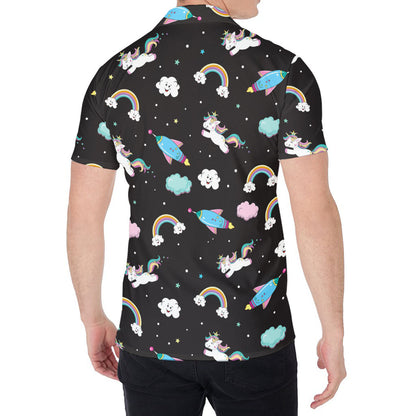 Star Space Unicorn Pattern Print Men's Shirt