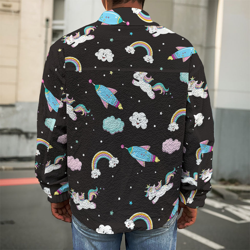 Star Space Unicorn Pattern Print Men's Shirt Jacket