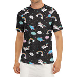 Star Space Unicorn Pattern Print Men's Short Sleeve Rash Guard