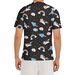 Star Space Unicorn Pattern Print Men's Short Sleeve Rash Guard