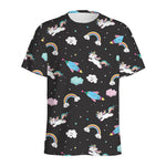 Star Space Unicorn Pattern Print Men's Sports T-Shirt
