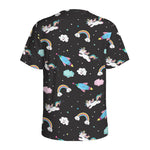 Star Space Unicorn Pattern Print Men's Sports T-Shirt