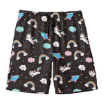 Star Space Unicorn Pattern Print Men's Swim Trunks
